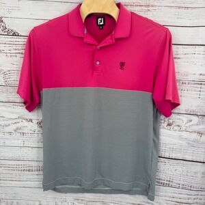 FootJoy Golf Polo Shirt Mens XL Pink Gray Striped Performance Athletic‎ FJ